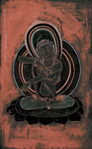 劉璟作品《 敦煌莫高窟晚唐金剛母變之供養菩薩》（版畫）
