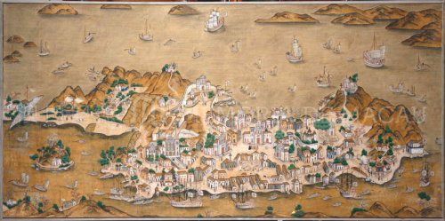 圖2：十八世紀晚期的澳門 (藏於香港海事博物館)